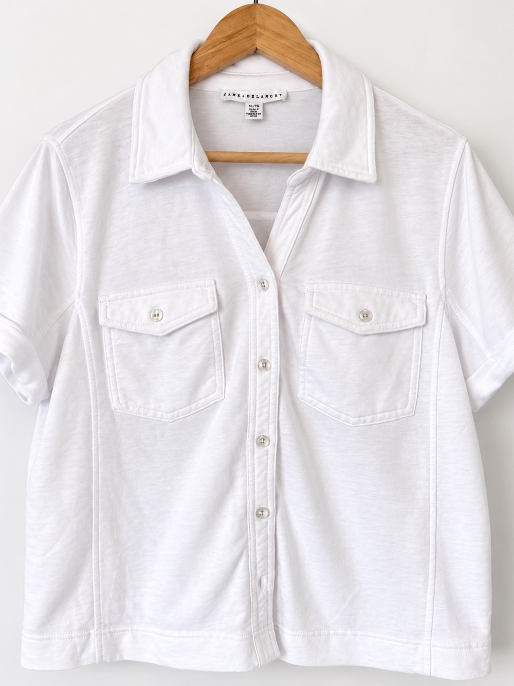 Jane + Delancey White Short Sleeve Utility Button-Up Shirt XL